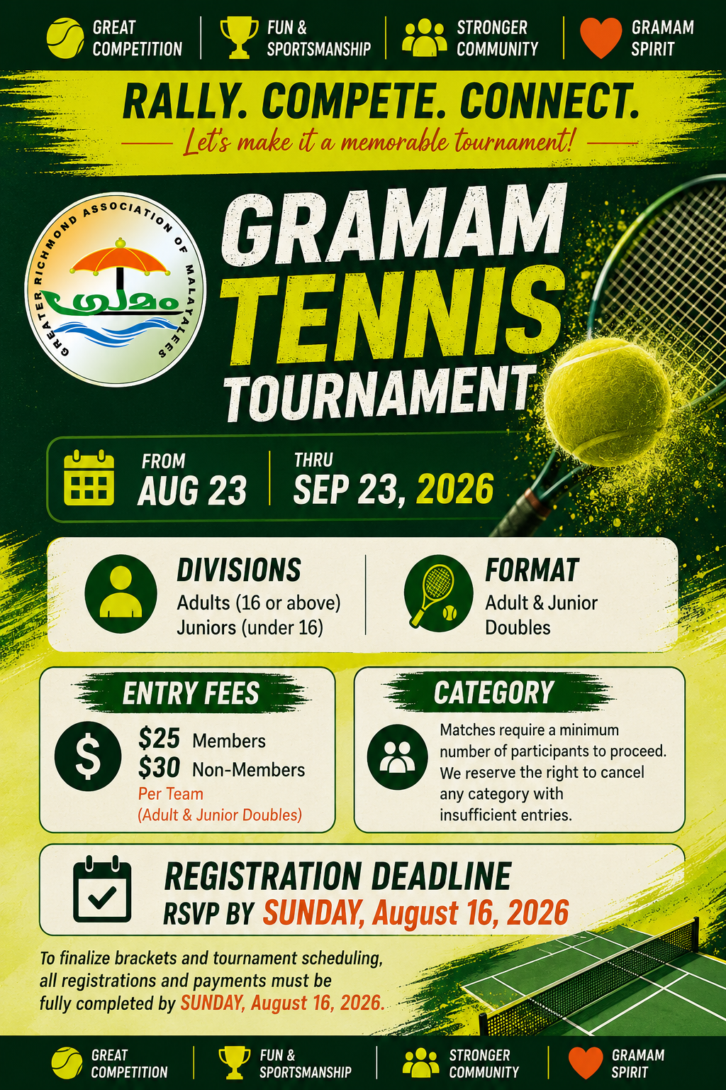 GRAMAM Tennis Tournament 2026 Official Poster